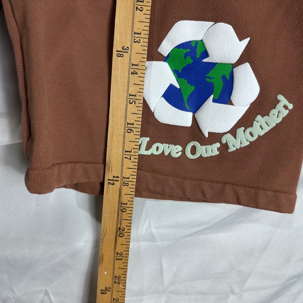 Madhappy Love Our Mother Brown Sweat Shorts Mens Small Graphic Fleece Earth Day - Picture 4 of 9